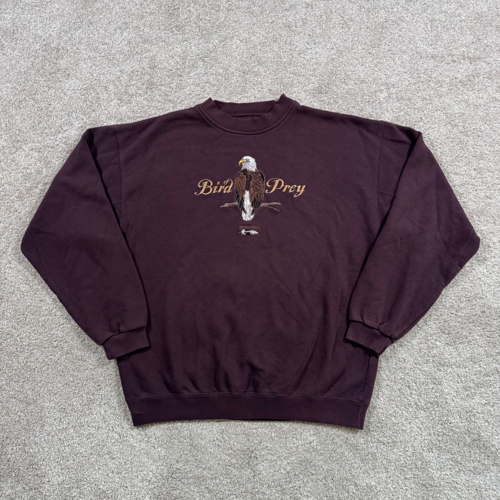Headwaters Bird of Prey Eagle Embroidered Sweatshirt Maroon XL Vintage Style
